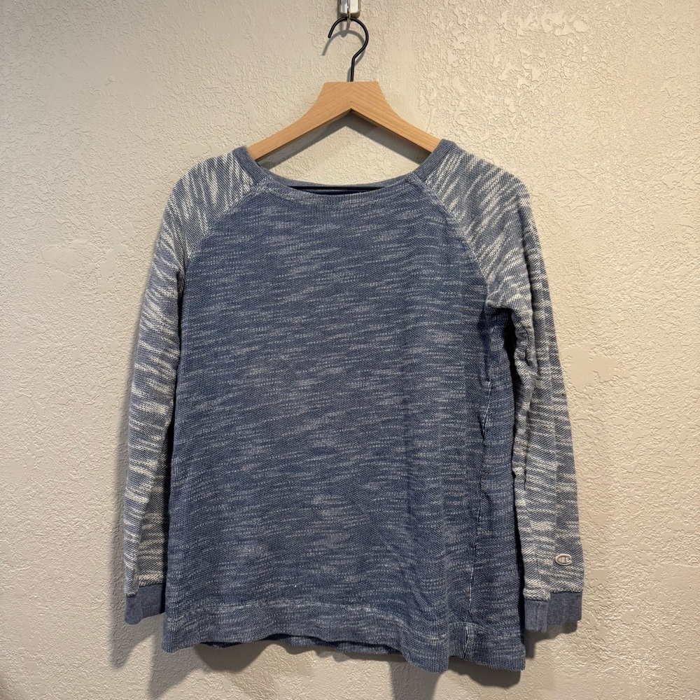 Champion Size Medium Blue and White Athletic Sweater